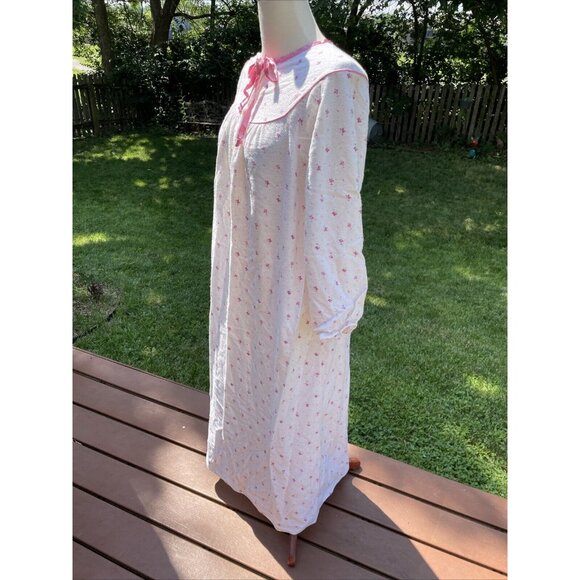Vintage Country Craft Floral Cotton Nightgown With Pink Accents Long Sleeve Size - Picture 3 of 10